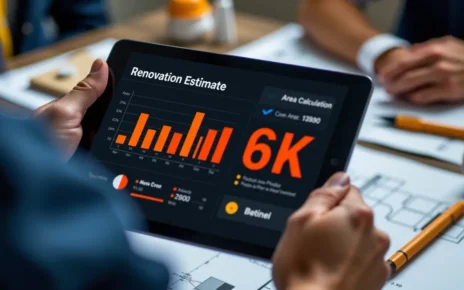 Kalkulator powierzchni m2: Szybkie Obliczanie do Remontu i Budowy 3 Nowoczesny kalkulator powierzchni m2, z cyfrowym wyświetlaczem, do szybkich obliczeń budowlanych i remontowych.