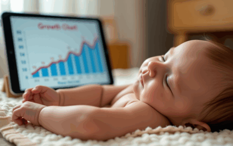 Kalkulator Siatek Centylowych Online: Sprawdź Rozwój Wagi, Wzrostu i Obwodu Głowy Dziecka 2 Uśmiechnięte dziecko na tle komputera wyświetlającego kalkulator siatek centylowych do oceny rozwoju.