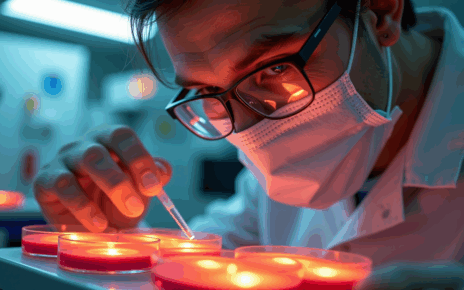 Posiewy Krwi Interpretacja: Kompletny Przewodnik po Diagnostyce i Leczeniu Zakażeń 2 Laboratorium medyczne z probówkami, mikroskopem oraz schematem procesu, ilustrujące posiewy krwi interpretacja wyników.