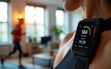 Cyfrowy interfejs kalkulatora spalanych kalorii precyzyjnie obliczający zużycie energii podczas aktywności fizycznej.