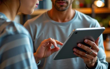 Osoba korzystająca z komputera, obliczająca zapotrzebowanie kaloryczne na redukcję, masę lub utrzymanie wagi.