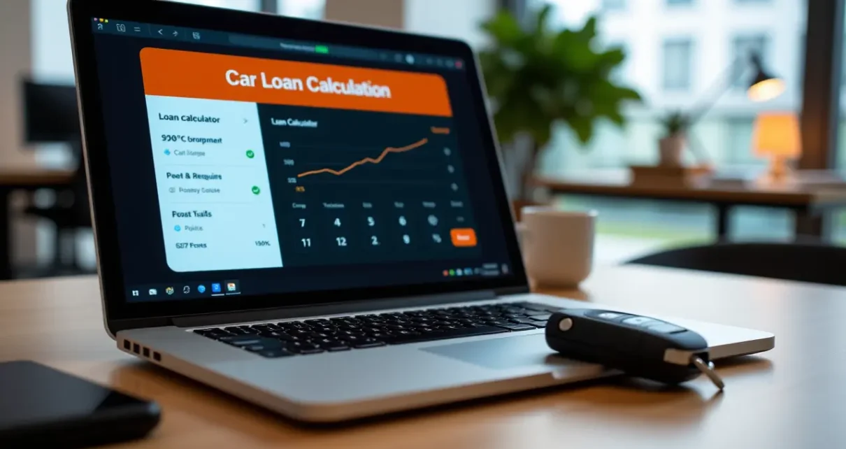 Kalkulator Kredytu Samochodowego Online - Oblicz Raty i Koszty Kredytu na Auto 1 Ekran przedstawiający kredyt samochodowy kalkulator online do obliczania rat i kosztów zakupu auta.