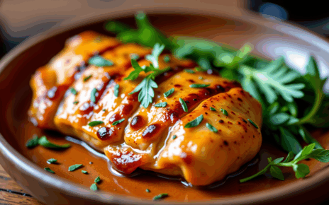 Soczyste piersi kurczaka z ziołami, świeżymi warzywami, gotowe do szybkiego podania na talerzu.