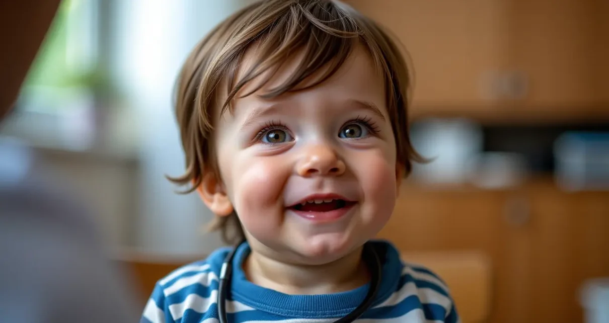 Rodzic mierzy wzrost dziecka, korzystając z kalkulatora BMI dla dziecka na laptopie.