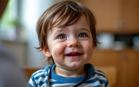 Kalkulator BMI dla Dziecka z Interpretacją: Oblicz Prawidłową Wagę Malucha 2 Rodzic mierzy wzrost dziecka, korzystając z kalkulatora BMI dla dziecka na laptopie.