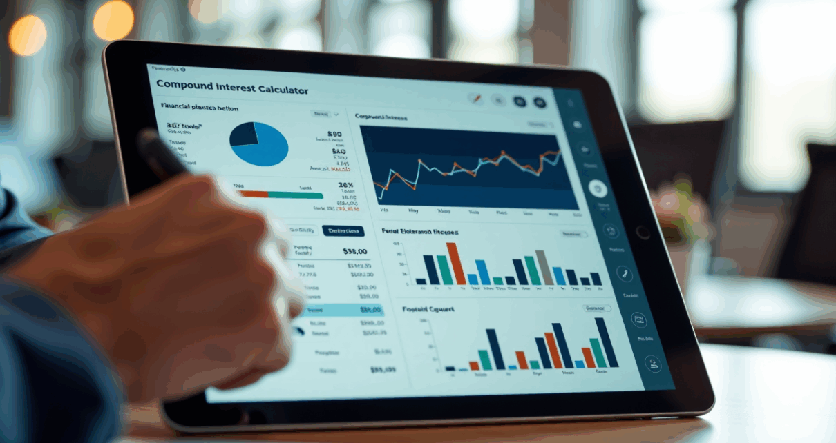 Procent składany kalkulator online wizualizuje obliczanie zysków, pomaga planować długoterminowe finanse.