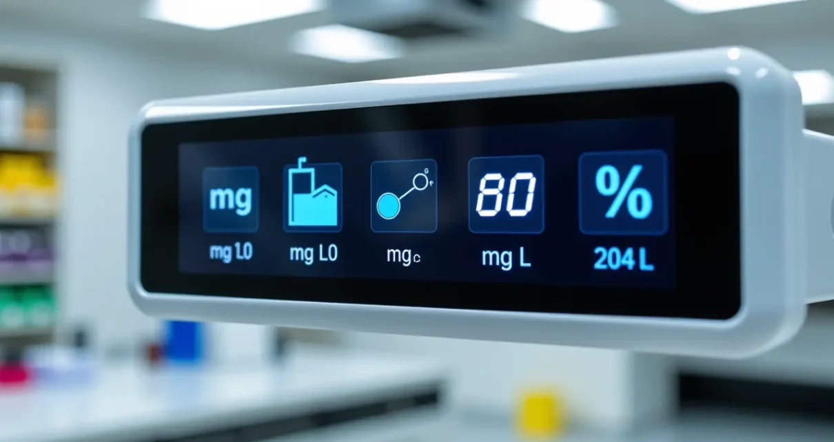 Kalkulator PPM Online: Szybkie Przeliczanie Stężeń (mg/L, % i Więcej) 1 Cyfrowy interfejs kalkulator ppm online pokazujący konwersję stężeń: mg/L, procenty, i inne jednostki.