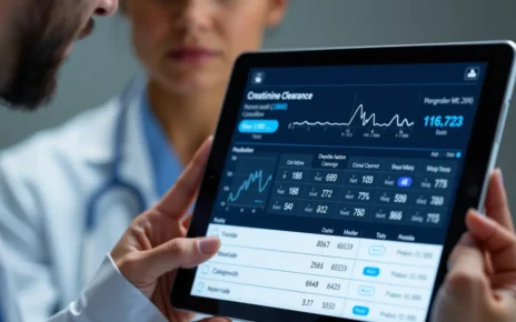 Kalkulator Klirensu Kreatyniny Online - Szybka Ocena Funkcji Nerek 2 Osoba korzystająca z komputera, wykorzystując **kalkulator klirensu kreatyniny** online do szybkiej oceny funkcji nerek.