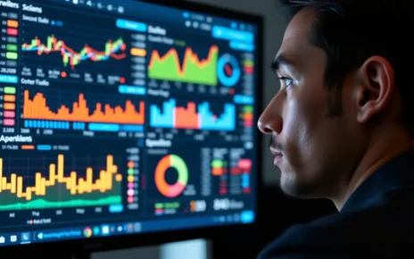 Ekran komputera prezentujący zaawansowany kalkulator kredytowy Gofin z wykresami i tabelami danych finansowych.