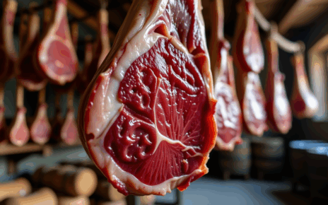 Pyszne plasterki domowego schabu dojrzewającego ułożone na desce, prezentujące najlepsze przepisy na schab dojrzewający.