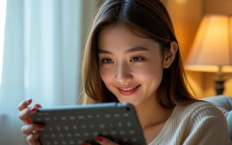 Kobieta korzysta z kalkulatora dni płodnych na dziewczynkę, analizując kalendarz planowania ciąży.