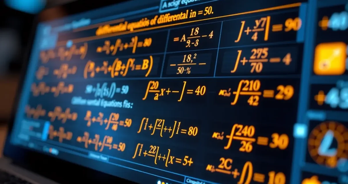 Interaktywny interfejs kalkulatora równań różniczkowych online, pokazujący szczegółowe rozwiązanie krok po kroku.