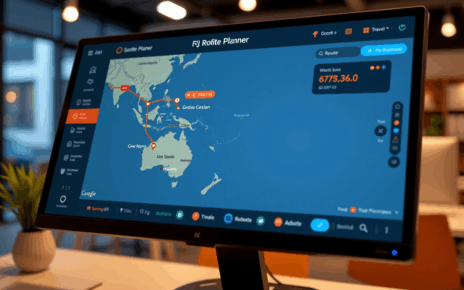 Kalkulator Odległości Między Miastami: Dystans i Czas Przejazdu Online 2 Interaktywna mapa z wyznaczonymi punktami i trasą pokazująca działanie kalkulatora odległości między miastami.