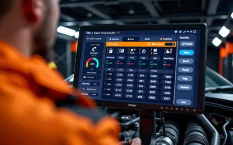 Kalkulator Strojenia PCM: Optymalizacja Silnika, Tuning ECU i Narzędzia 3 Ekran komputera z interfejsem kalkulator strojenia PCM do optymalizacji silnika i tuningu ECU.