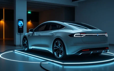 Interaktywny kalkulator zasięgu kWh na km, wyświetlający przewidywaną odległość samochodu elektrycznego.