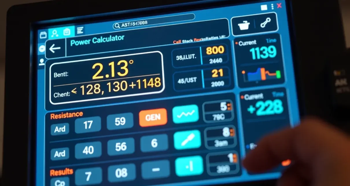 Kalkulator Mocy Elektrycznej: Oblicz Prąd, Napięcie i Rezystancję Online 1 Interaktywny kalkulator mocy elektrycznej wyświetlający pola do obliczeń prądu, napięcia i rezystancji online.