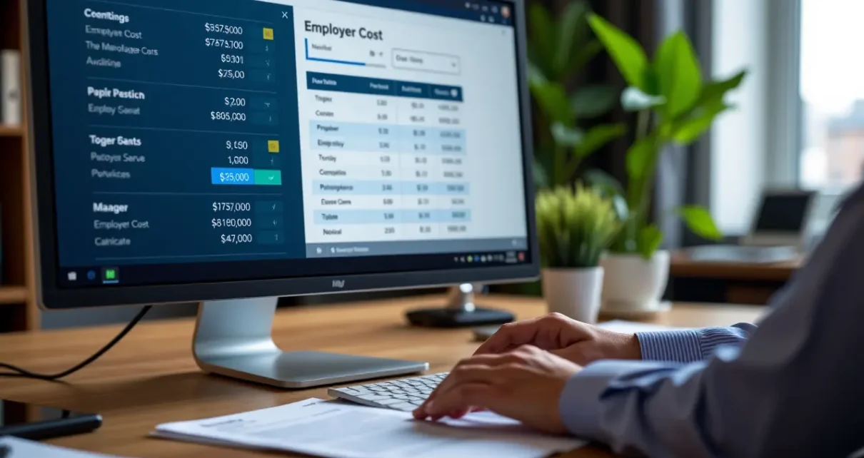 Kalkulator Całkowitego Kosztu Pracodawcy: Przewodnik po Kosztach Zatrudnienia i Składkach ZUS 1 Ekran przedstawiający interfejs kalkulatora całkowitego kosztu pracodawcy, prezentujący dane finansowe i składki ZUS.