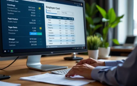 Kalkulator Całkowitego Kosztu Pracodawcy: Przewodnik po Kosztach Zatrudnienia i Składkach ZUS 2 Ekran przedstawiający interfejs kalkulatora całkowitego kosztu pracodawcy, prezentujący dane finansowe i składki ZUS.