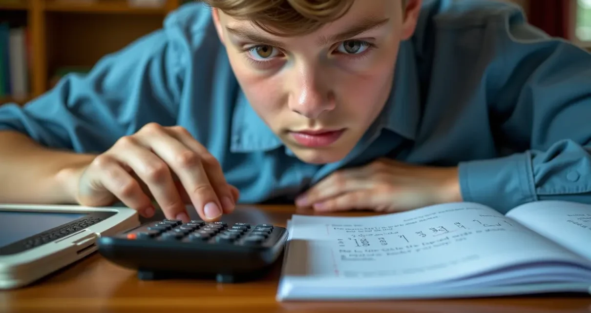 Jaki kalkulator na maturze wybrać? Zasady CKE i rekomendacje | Poradnik 6 Uczeń rozważa, jaki kalkulator na maturze wybrać, spełniając zasady CKE dotyczące dopuszczalnych modeli.