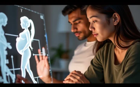 Cyfrowy kalkulator siatki centylowej płodu na ekranie komputera, pokazujący dane rozwojowe dziecka.