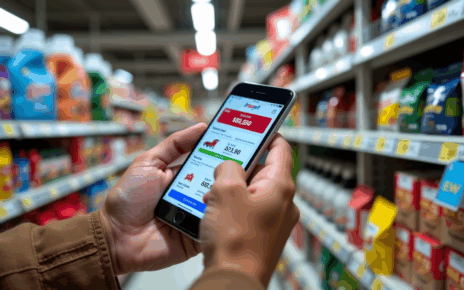 Smartfon z otwartą aplikacją Moja Biedronka, wyświetlający aktualne kupony Biedronki. Oszczędzaj łatwo.