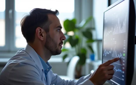 Kobieta używa kalkulator HOMA-IR online do obliczenia insulinooporności i zrozumienia wyników badań.