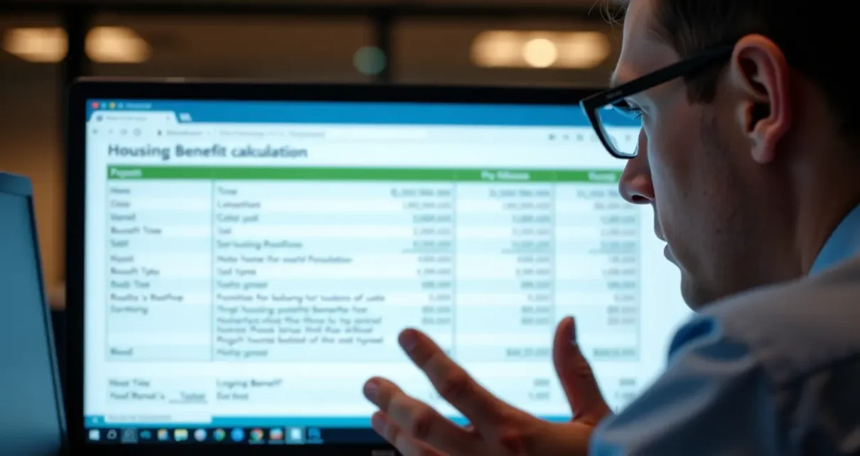 Osoba korzystająca z kalkulatora online do obliczenia wysokości odprawy mieszkaniowej, przedstawiająca wynik na ekranie.