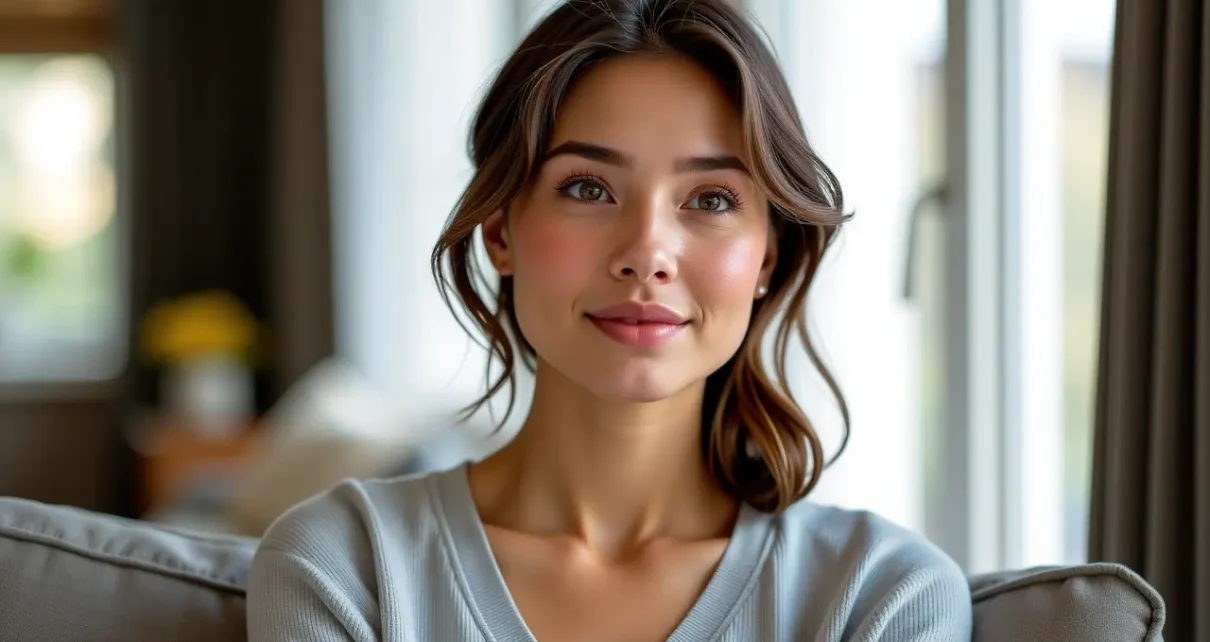 Kobieta sprawdza swój idealny rozmiar biustonosza używając kalkulatora rozmiarów stanika online.