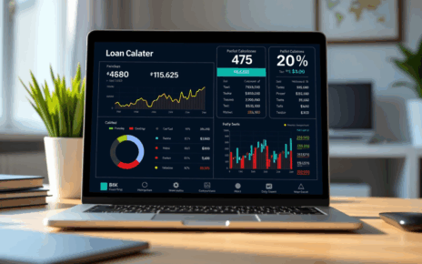 Kalkulator Kredytu Gotówkowego: Oblicz Ratę i Porównaj Online 2 Interaktywny kalkulator kredytu gotówkowego pokazujący obliczenia rat online. Użytkownik porównuje oferty, wybierając najlepszy kredyt.