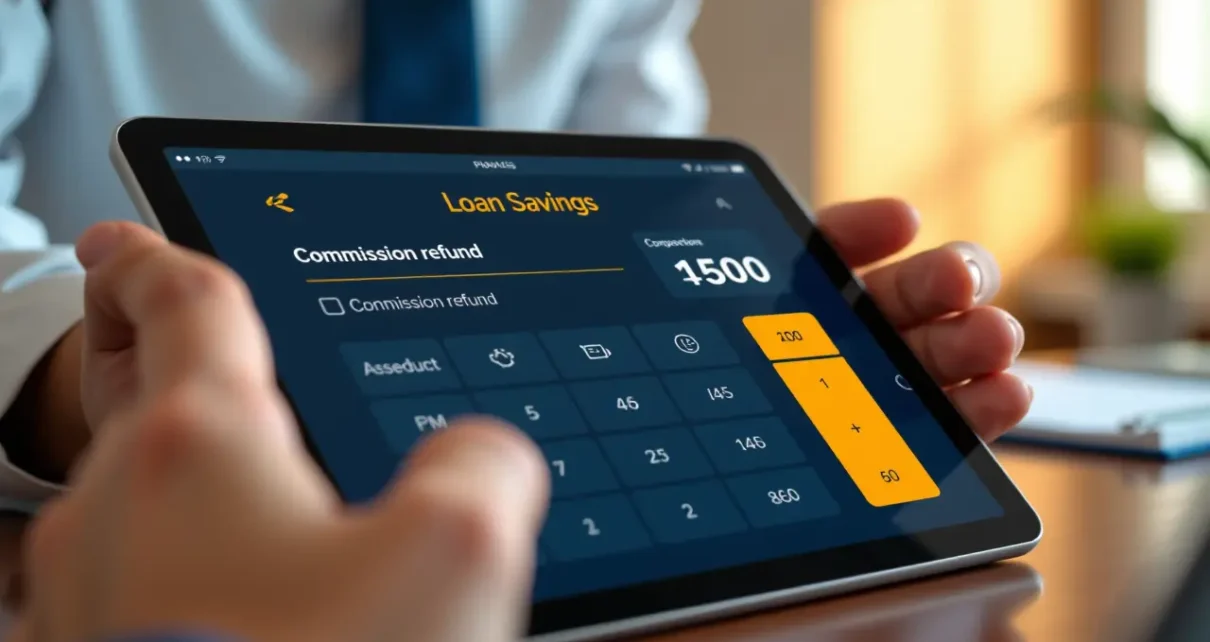 Kalkulator Sankcji Kredytu Darmowego | Oblicz Zwrot Prowizji i Oszczędź! 1 Interfejs kalkulatora sankcji kredytu darmowego wyświetlający obliczenia zwrotu prowizji i potencjalne oszczędności finansowe.