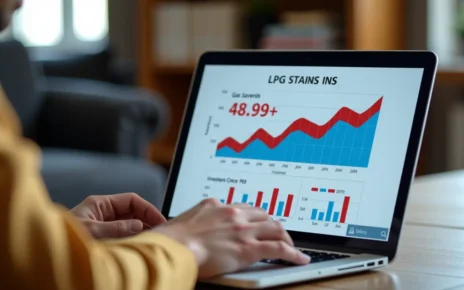 Kalkulator lpg opłacalności: Oblicz Zwrot Inwestycji i Oszczędzaj na Gazie 3 Mężczyzna oblicza opłacalność instalacji LPG, używając kalkulatora lpg opłacalności na laptopie. Prezentuje oszczędności.