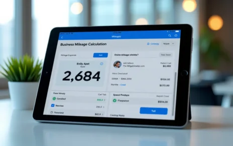 Kalkulator Kilometrówki Online: Stawki, Rozliczenie i Koszty Auta Prywatnego w Firmie 2 Użytkownik korzysta z kalkulatora kilometrówki online do rozliczenia kosztów auta służbowego.