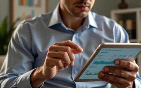 Kalkulator kredytu hipotecznego PKO BP na ekranie laptopa, pokazujący symulację rat i zdolności kredytowej.