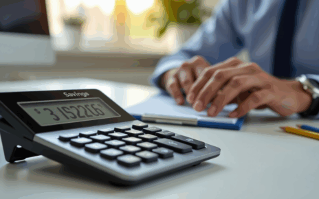 Osoba korzystająca z laptopa do obliczania oszczędności za pomocą kalkulatora wcześniejszej spłaty kredytu hipotecznego.