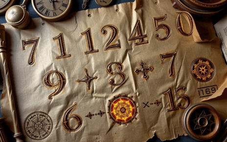 Numerologia: Pełne Znaczenie Liczb od 1 do 9, Liczb Mistrzowskich i Karmicznych 4 Symboliczne przedstawienie liczb od 1 do 9, w tym mistrzowskich i karmicznych, na tle ezoterycznym.