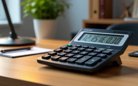 Elektroniczny kalkulator biurowy Citizen na biurku, pomocny w codziennej pracy księgowej i finansowej.