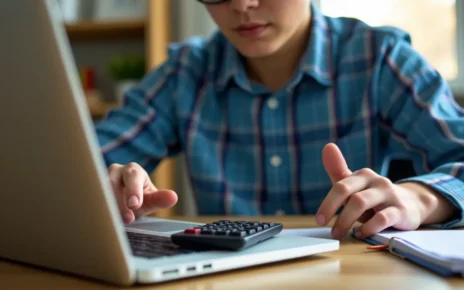 Interaktywny kalkulator dodatku osłonowego 2024 na ekranie komputera, pokazujący wyniki obliczeń.