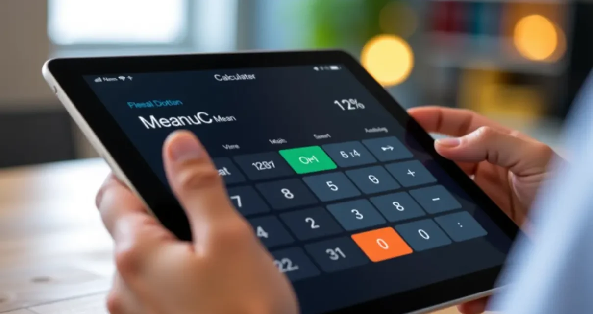 Kalkulator Średniej Arytmetycznej Online – Oblicz szybko! 1 Elektroniczny kalkulator średniej arytmetycznej online z cyfrowymi wynikami na ekranie, ułatwiający szybkie obliczenia.