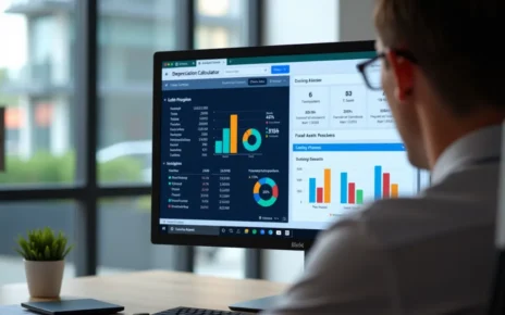 Interfejs kalkulatora online do szybkiego obliczania amortyzacji środków trwałych dla przedsiębiorstw.