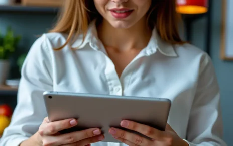 Mężczyzna korzysta z laptopa, aby obliczyć kalorie i makroskładniki, używając kalkulator diet online. Planuje zdrowy jadłospis.