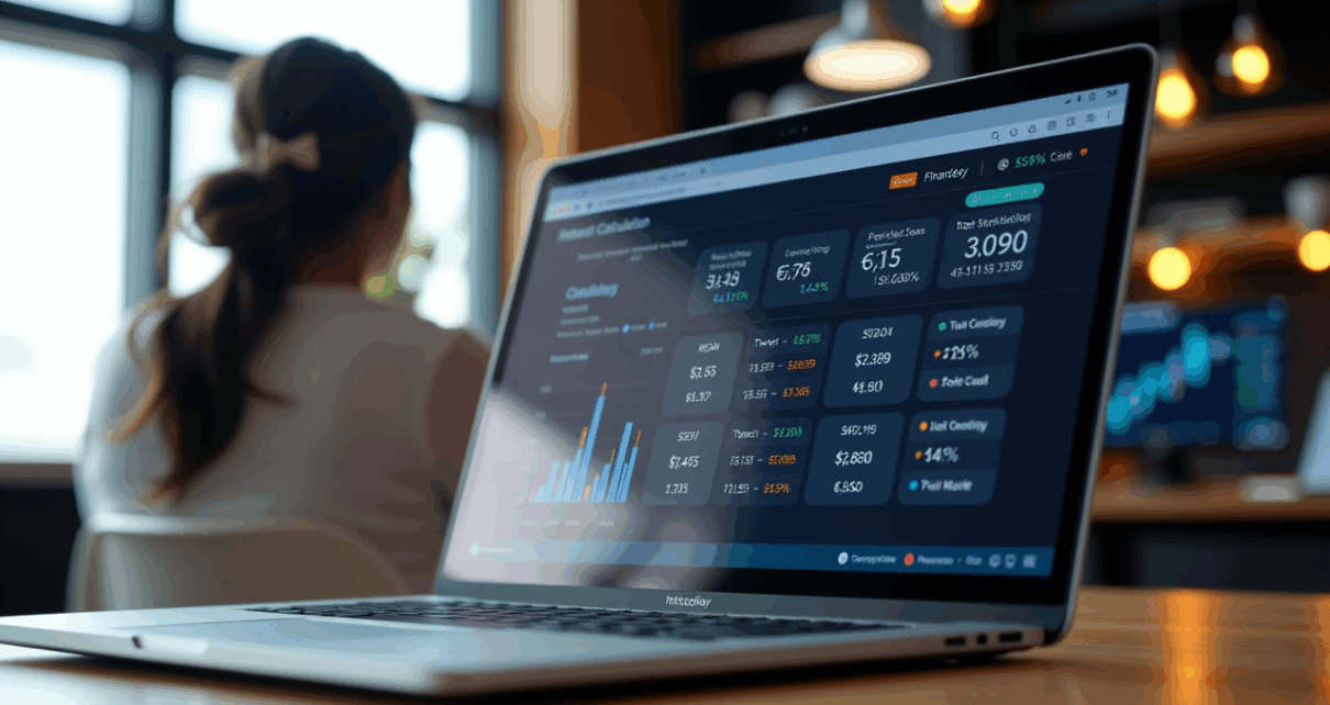 Kalkulator Odsetek ZUS: Oblicz Zaległe Składki Szybko Online 1 Ekran komputera wyświetlający kalkulator odsetek ZUS i formularz do obliczania zaległych składek online.