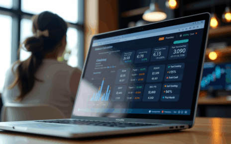 Ekran komputera wyświetlający kalkulator odsetek ZUS i formularz do obliczania zaległych składek online.