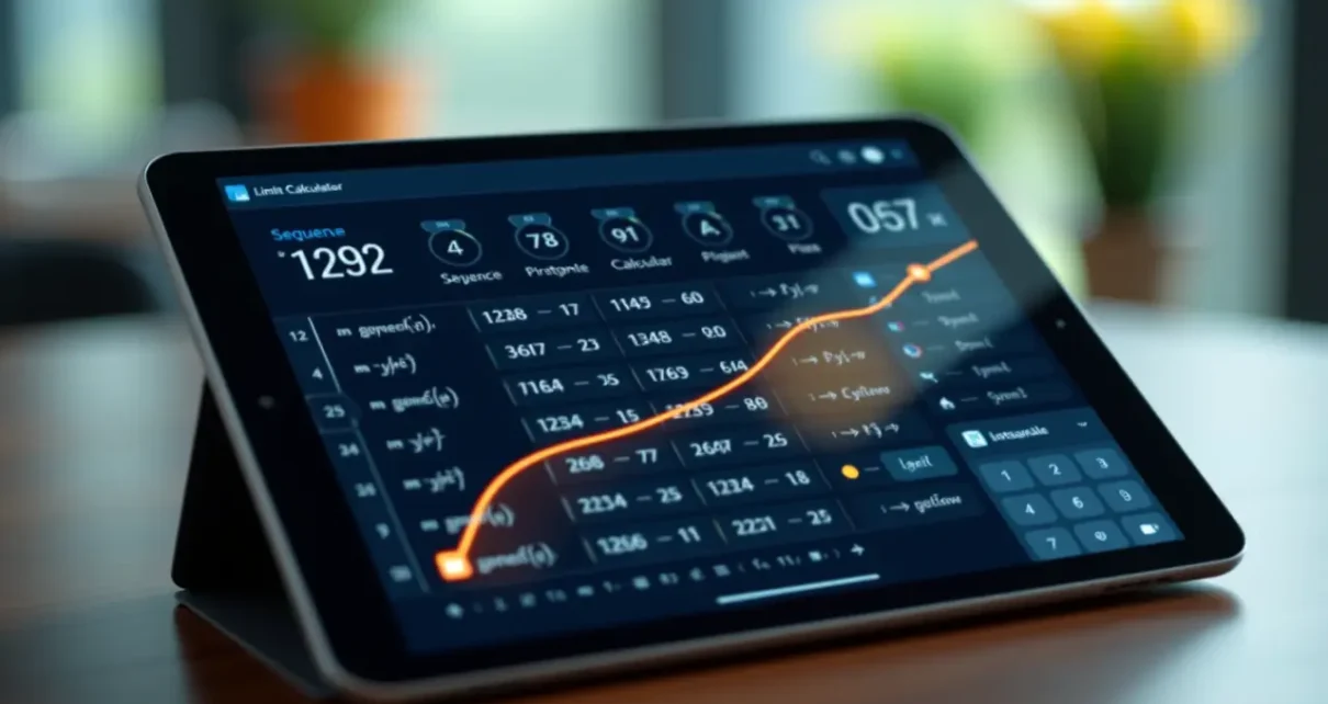 Kalkulator Granic Ciągów Online - Darmowe Obliczanie 9 Interfejs darmowego kalkulatora granic ciągów online, wyświetlający wyniki obliczeń dla sekwencji liczbowych.