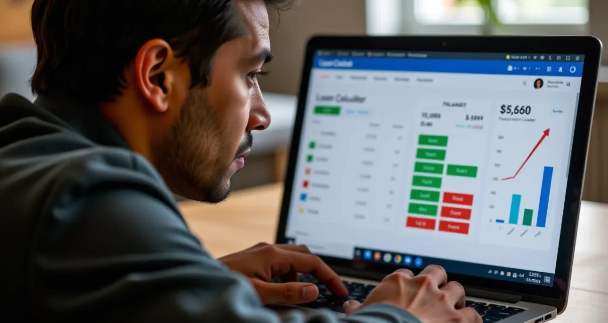 Interfejs kalkulatora odsetek kredytu prezentujący opcje obliczania i planowania spłaty online.