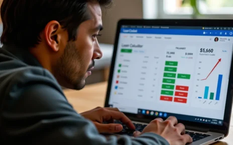 Interfejs kalkulatora odsetek kredytu prezentujący opcje obliczania i planowania spłaty online.