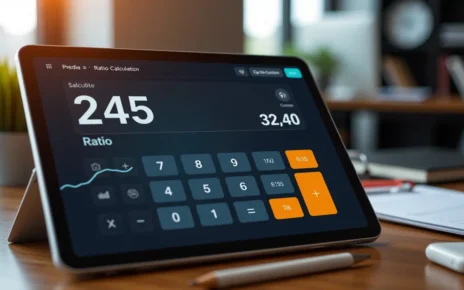 Nowoczesny interfejs kalkulatora proporcji online, umożliwiający szybkie i precyzyjne obliczenia.