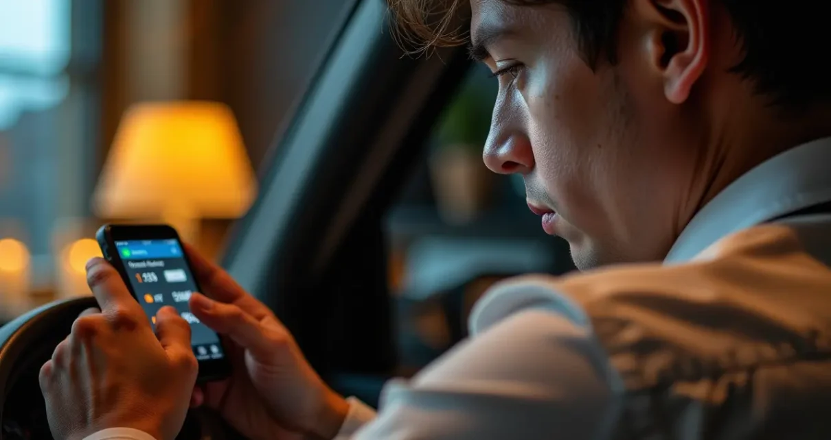 Użytkownik oblicza czas trzeźwienia online na smartfonie, zapewniając bezpieczeństwo po spożyciu alkoholu.