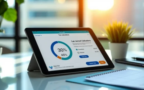 Użytkownik korzysta z kalkulatora PIT-11 online na komputerze, szybko rozliczając podatek.