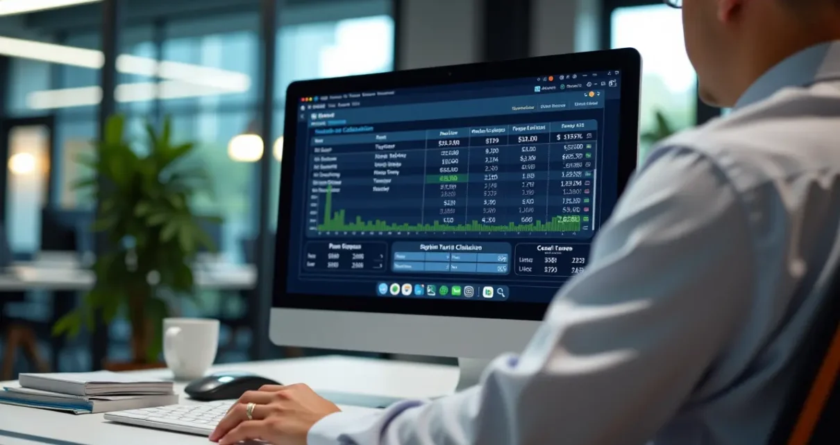 Kalkulator Podatkowy 2022 Online: Rozlicz PIT z Polskim Ładem 1 Mężczyzna pracuje na laptopie, korzystając z intuicyjnego interfejsu kalkulatora podatkowego 2022 do rozliczenia PIT.