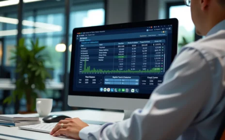 Kalkulator Podatkowy 2022 Online: Rozlicz PIT z Polskim Ładem 1 Mężczyzna pracuje na laptopie, korzystając z intuicyjnego interfejsu kalkulatora podatkowego 2022 do rozliczenia PIT.